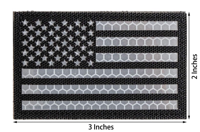 MAXXPRO Reflective Tactical Patches of USA American Flag, with Hook and Loop for Backpacks Caps Hats Jackets Pants, Military Army Uniform Morale Emblems, Size 3x2 Inches - Image 5